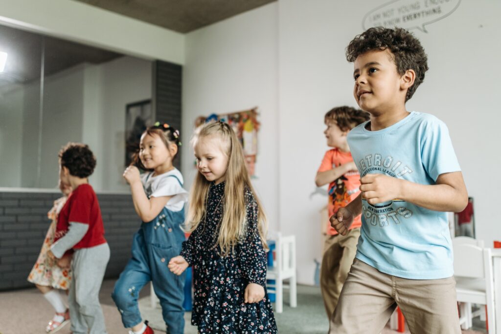 Group of children dancing together in a hip-hop class
